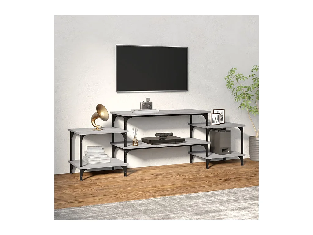Tv-meubel 157x35x52 cm bewerkt hout grijs sonoma eikenkleurig NL473938