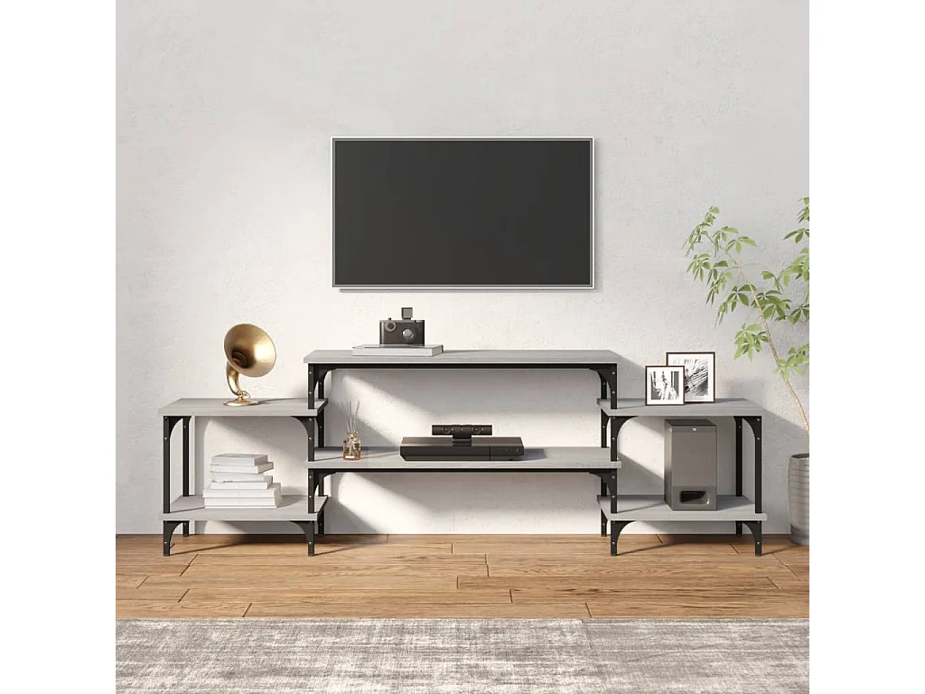 Meuble TV Sonoma gris 157x35x52 cm bois d'ingénierie WET8529