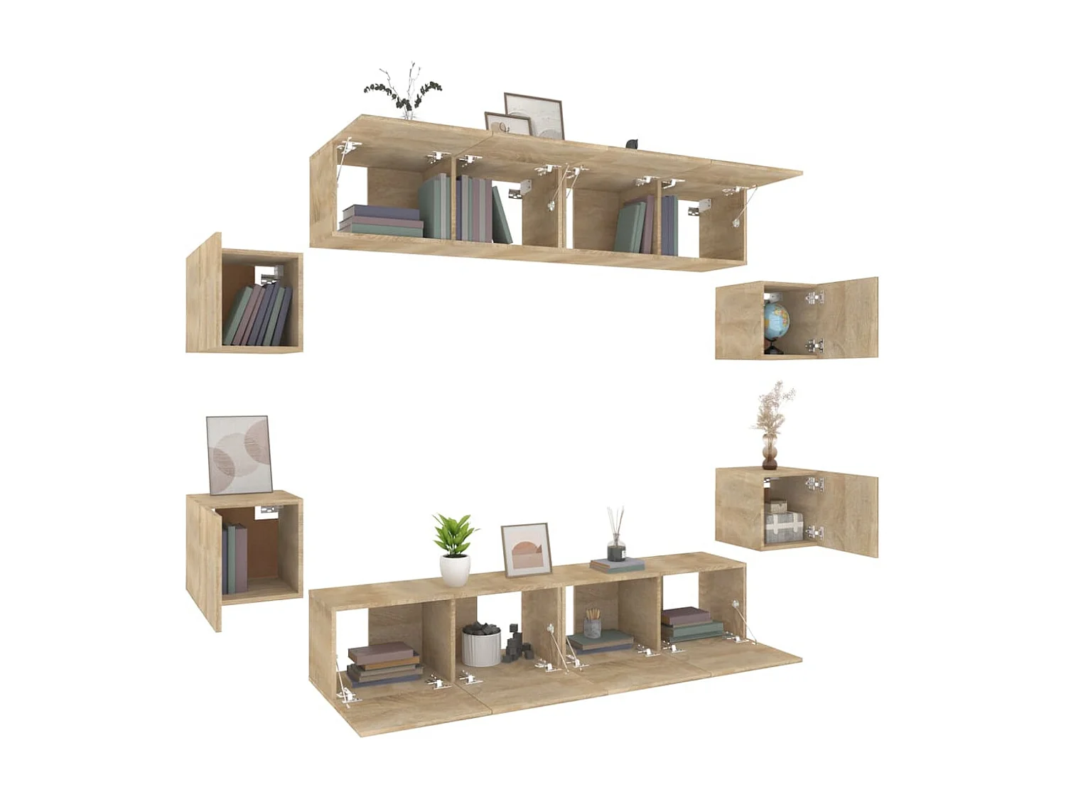 Ensemble de meubles TV 8 pcs Chêne sonoma Bois d'ingénierie WET6030