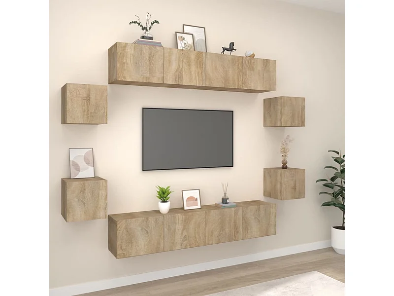 Ensemble de meubles TV 8 pcs Chêne sonoma Bois d'ingénierie WET6030