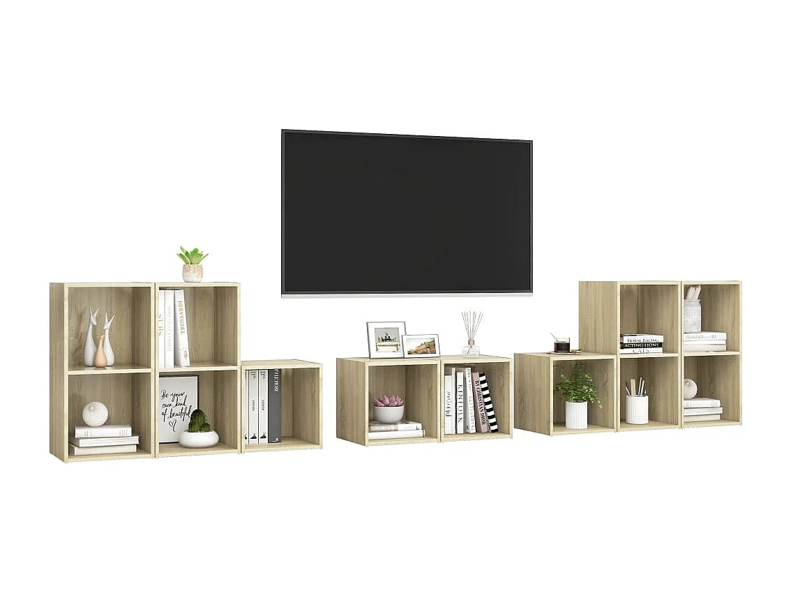 8-tlg. TV-Schrank-Set,TV-Möbel Sonoma-Eiche Holzwerkstoff -gkd721275