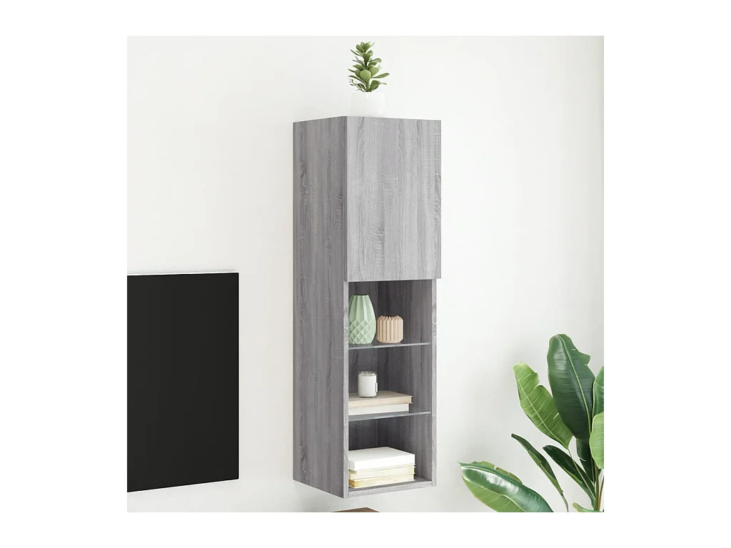 Tv-meubel met LED-verlichting 30,5x30x102 cm grijs sonoma eiken NL829932