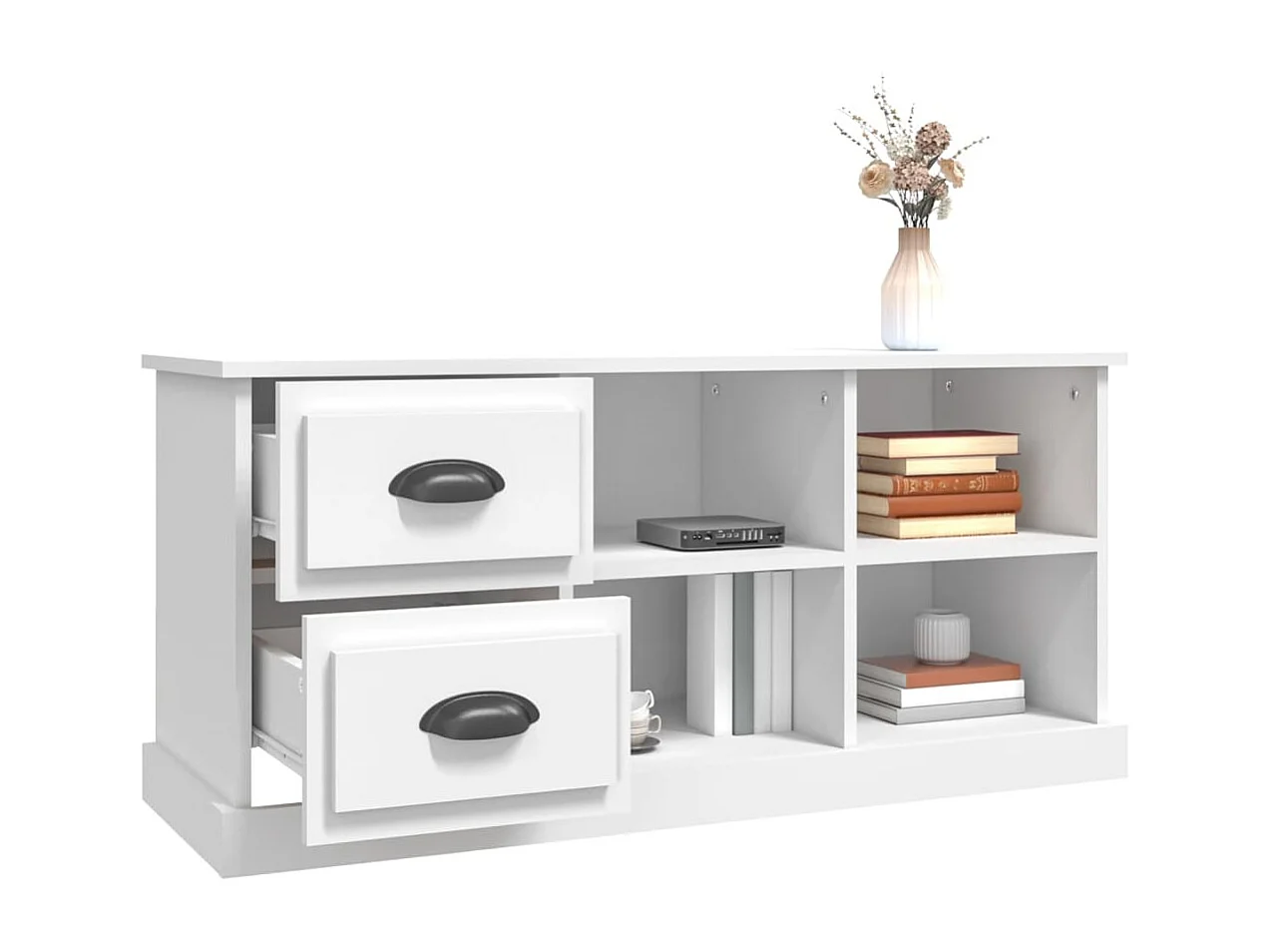 Meuble TV blanc 102x35,5x47,5 cm bois d'ingénierie WET2248