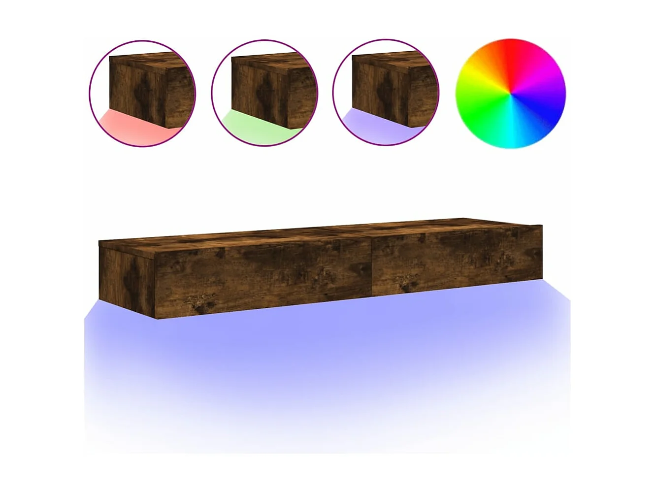 2 uds Muebles TV con luces LED roble ahumado 60x35x15,5 cm YOE79993