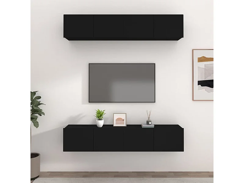 4 Stk.TV-Schränke,TV-Möbel Schwarz 80x30x30 cm Holzwerkstoff -gkd180405