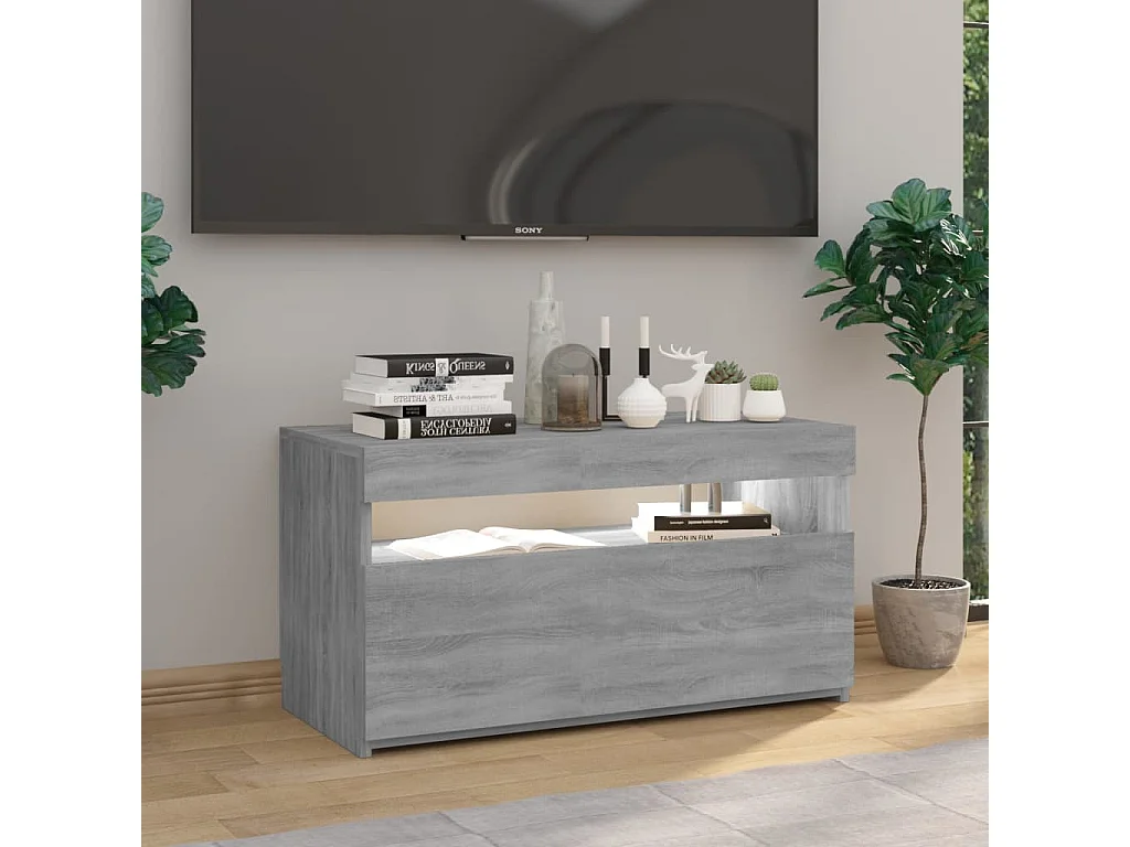 Meuble TV avec lumières LED Sonoma gris 75x35x40 cm WET9365