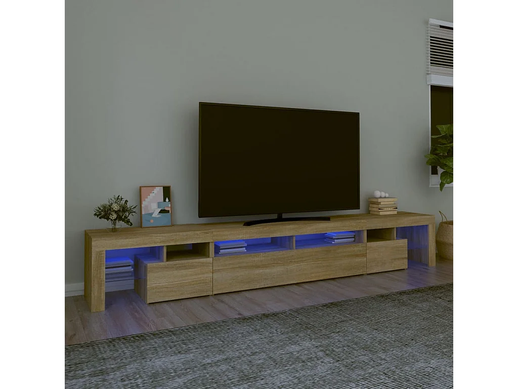 TV-Schrank,TV-Möbel mit LED-Leuchten Sonoma-Eiche 260x36,5x40 cm -gkd621180