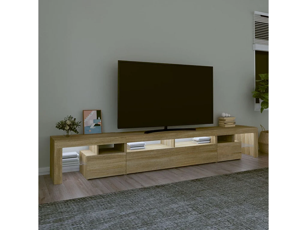 TV-Schrank,TV-Möbel mit LED-Leuchten Sonoma-Eiche 260x36,5x40 cm -gkd621180
