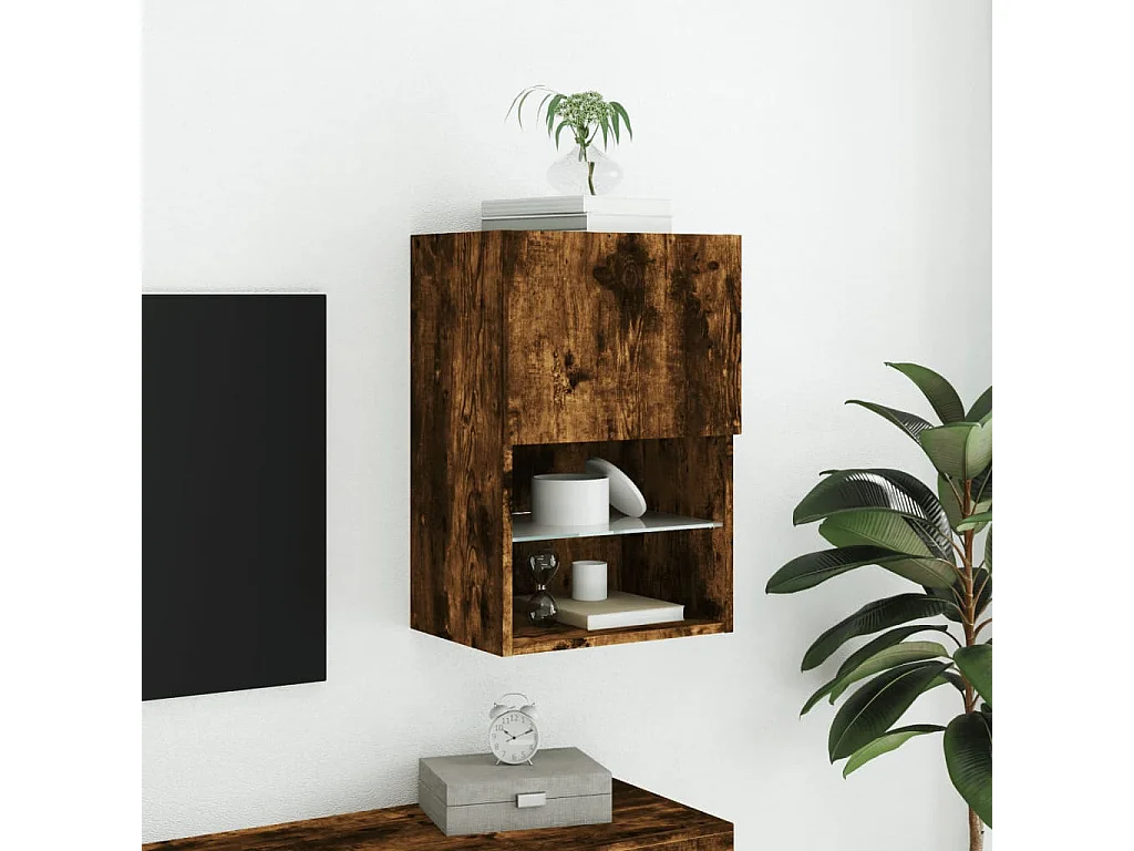 Meuble TV avec lumières LED chêne fumé 40,5x30x60 cm WET7310