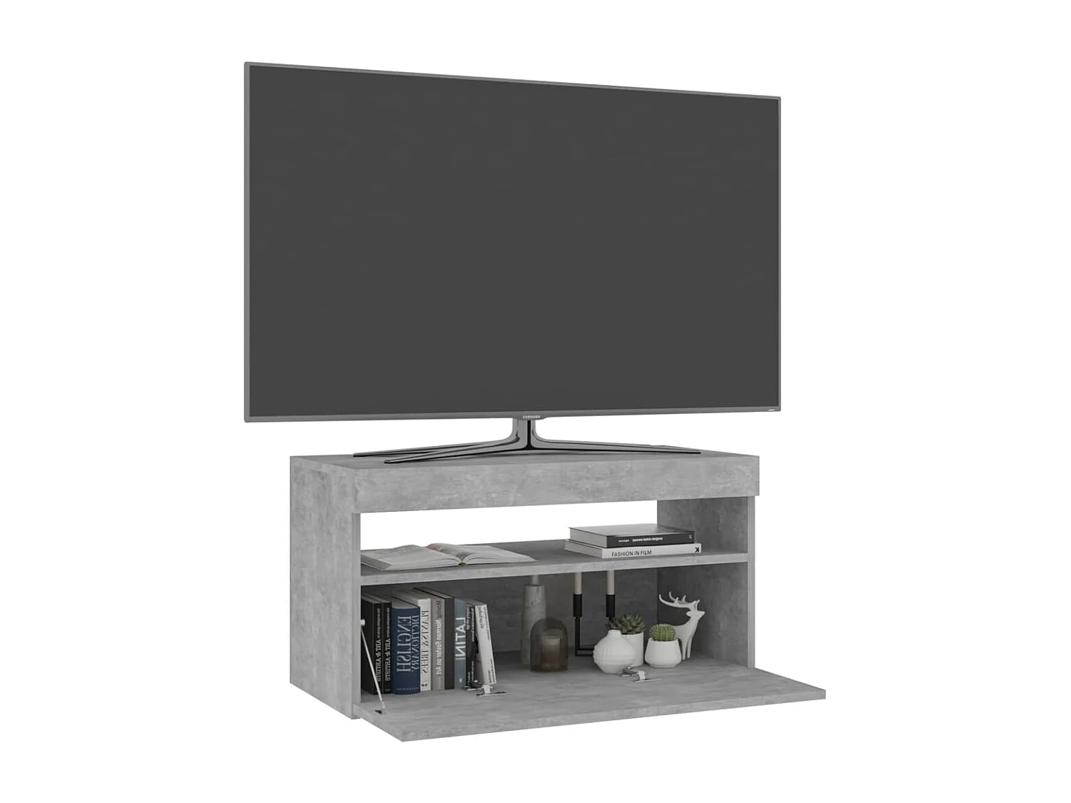 Meuble TV avec lumières LED Gris béton 75x35x40 cm WET9090