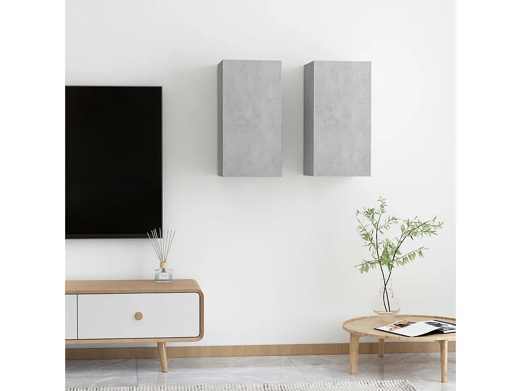 Meubles TV 2 pcs Gris béton 30,5x30x60 cm Aggloméré WET7426