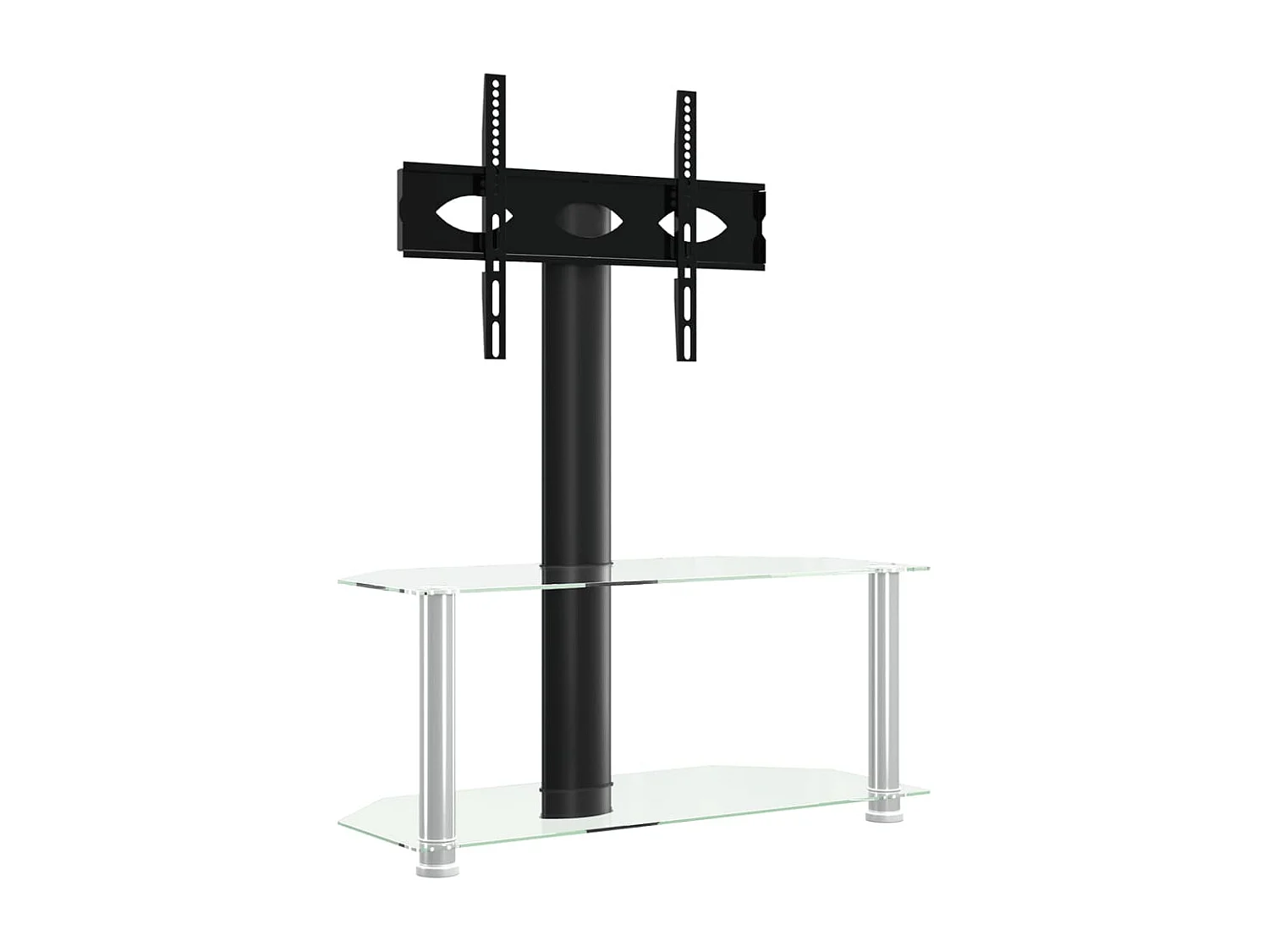 Meuble TV d'angle 2 niveaux pour 32-70 pouces noir argenté WET5308