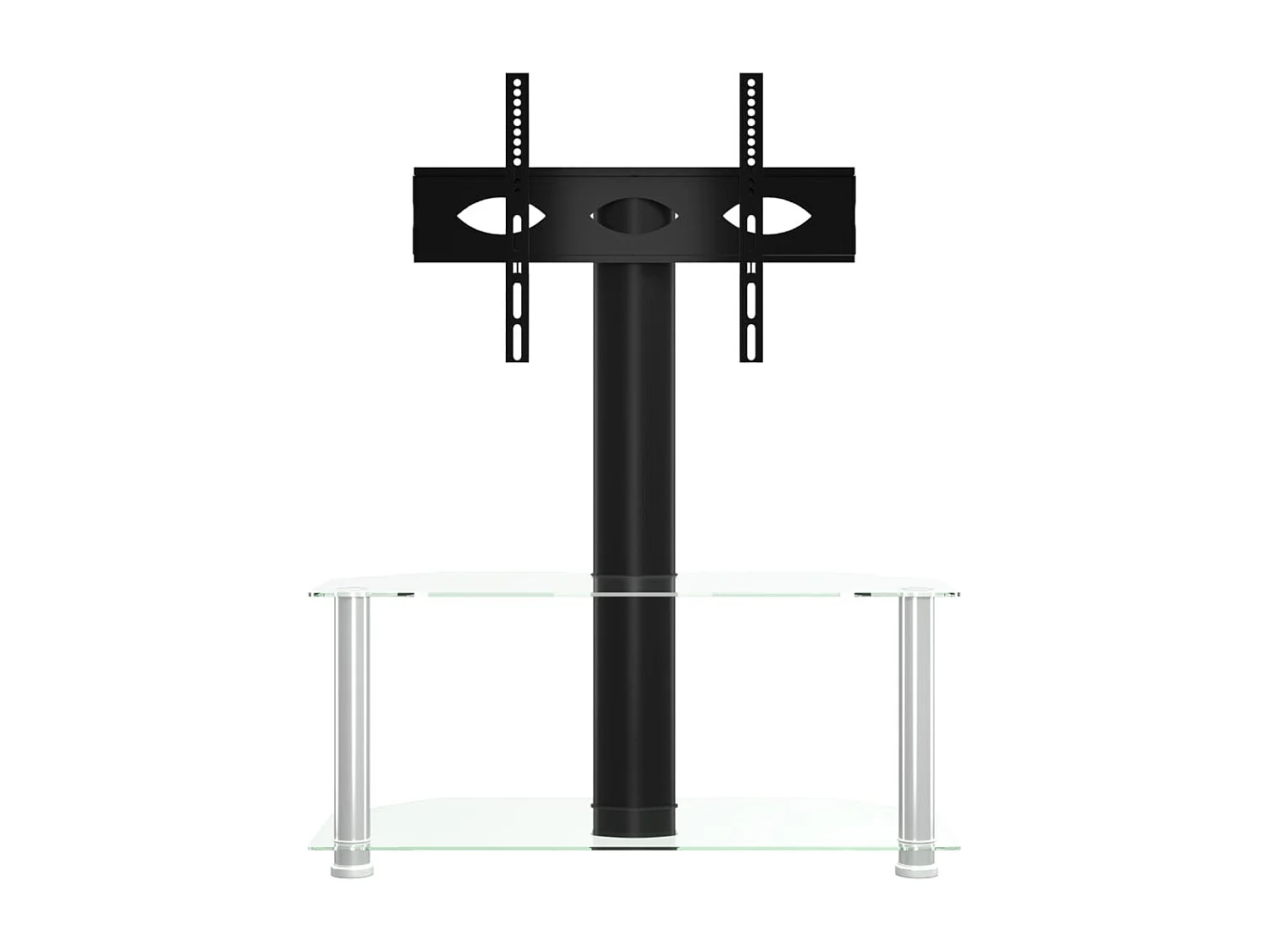 Meuble TV d'angle 2 niveaux pour 32-70 pouces noir argenté WET5308