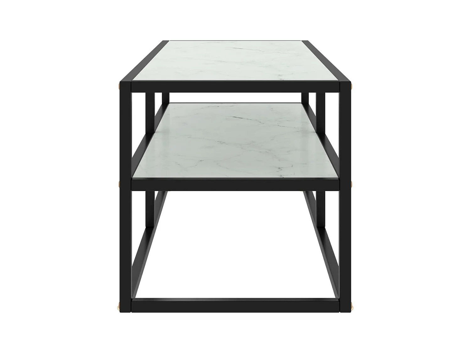 Mueble TV negro con vidrio de mármol blanco 100x40x40 cm YOE15502