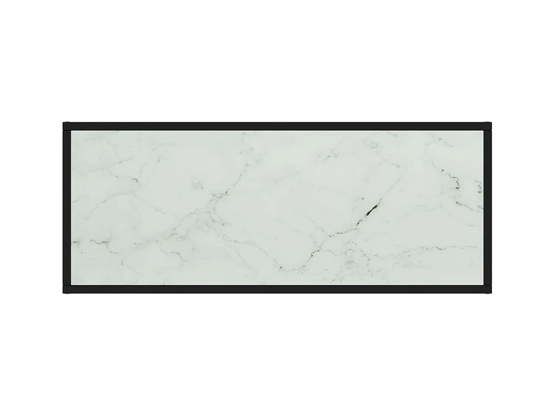 Mueble TV negro con vidrio de mármol blanco 100x40x40 cm YOE15502