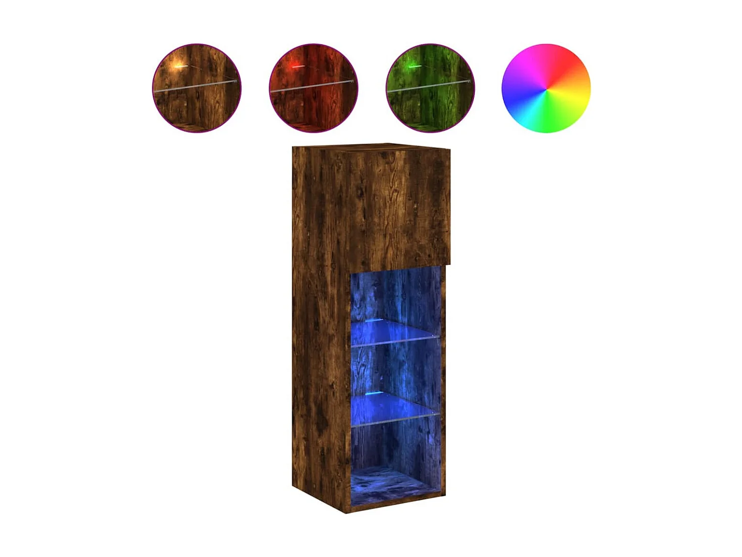 Meuble TV avec lumières LED chêne fumé 30,5x30x90 cm WET2486