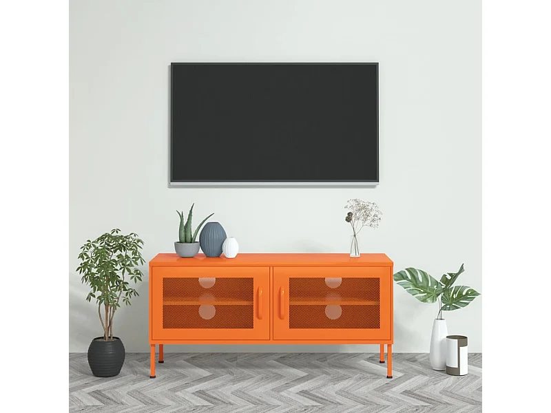 Mueble TV de acero naranja 105x35x50 cm YOE65675