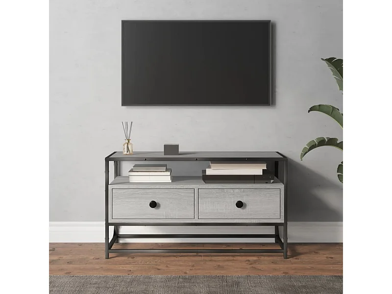 Mueble TV madera contrachapada gris Sonoma 80x35x45 cm YOE89063