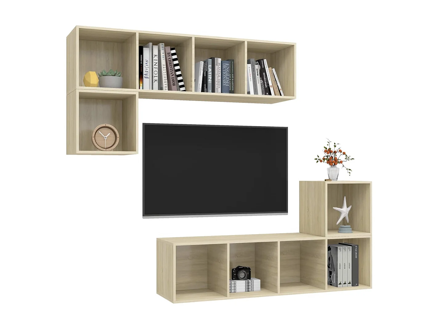 4-tlg. TV-Schrank-Set,TV-Möbel Sonoma-Eiche Holzwerkstoff -gkd920527