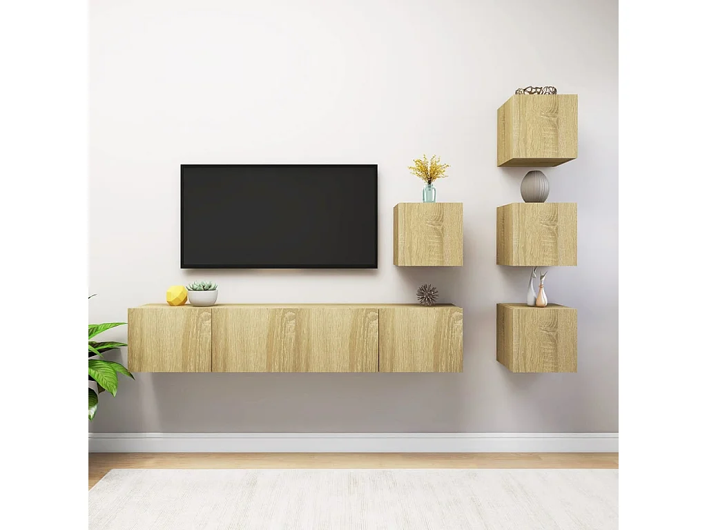 6 pzas Muebles TV roble Sonoma YOE87151