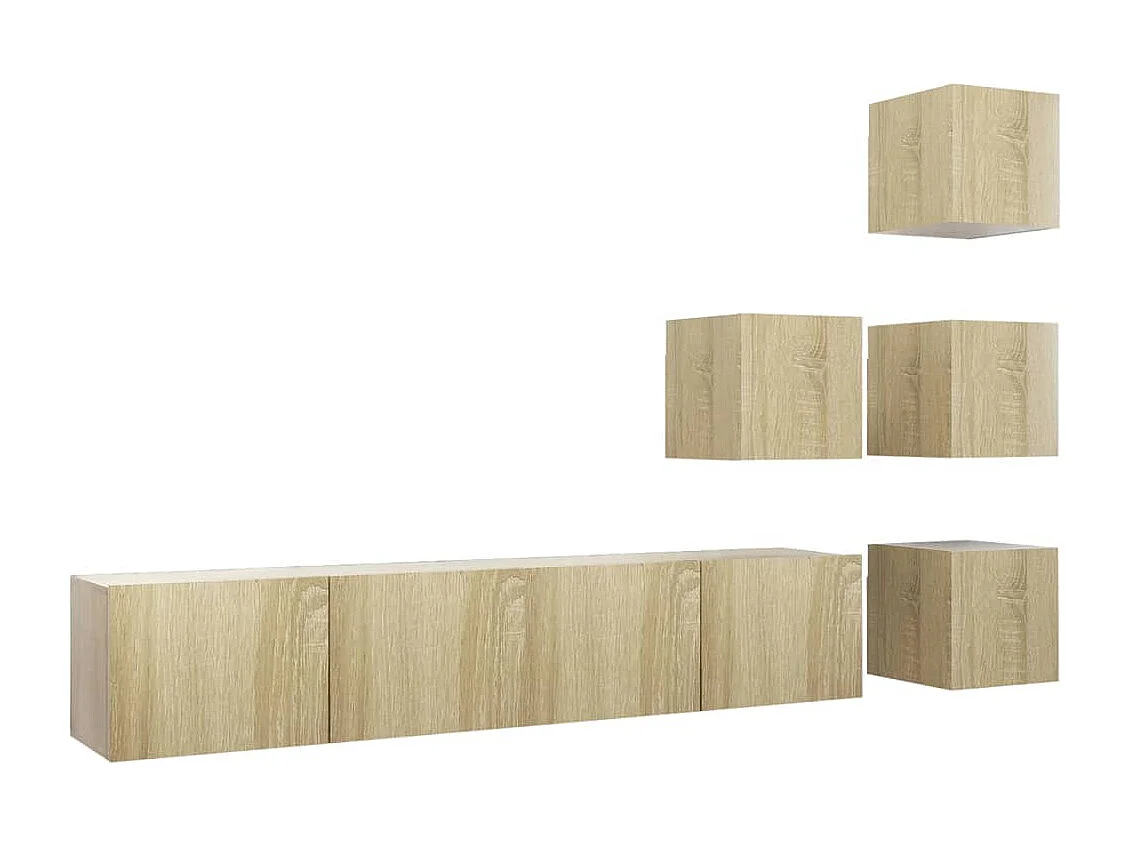 6 pzas Muebles TV roble Sonoma YOE87151