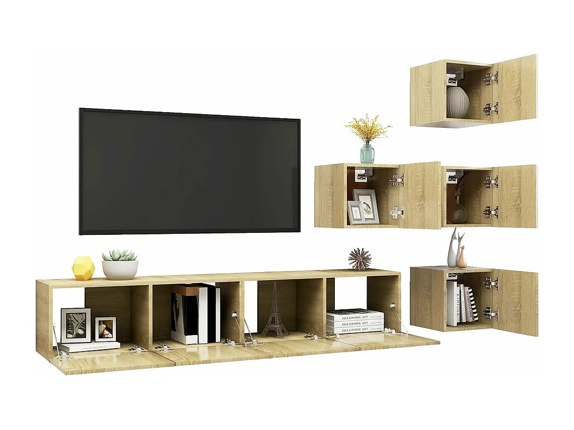 6 pzas Muebles TV roble Sonoma YOE87151