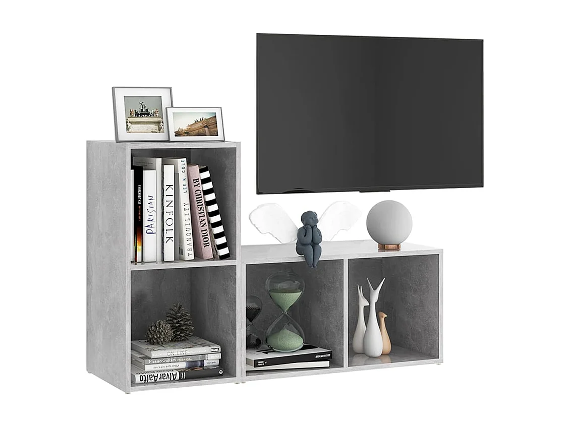 2 Stk.TV-Schränke,TV-Möbel Betongrau 72x35x36,5 cm Holzwerkstoff -gkd836190