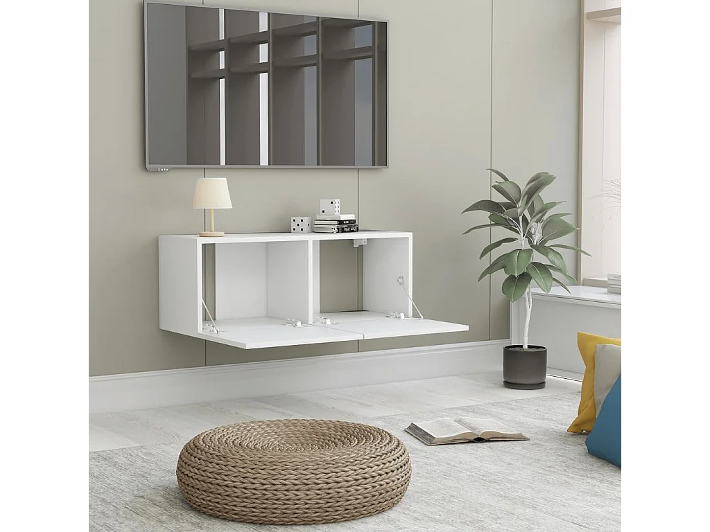 Meuble TV Blanc 80x30x30 cm Bois d'ingénierie WET5675