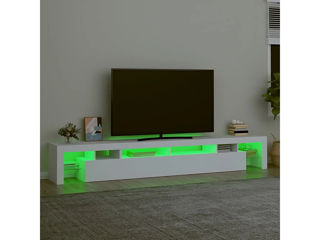 Meuble TV avec lumières LED Blanc 260x36,5x40 cm WET8238