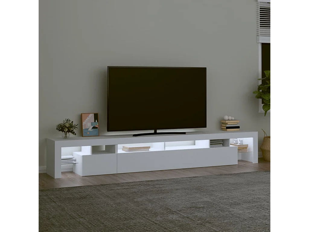 Mobile Porta TV | Armadietto TV con Luci LED Bianco 260x36,5x40 cm