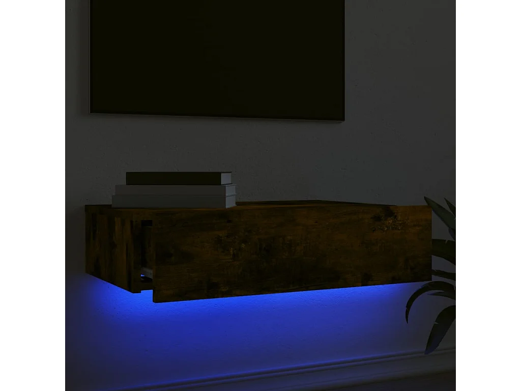 TV-Schrank,TV-Möbel mit LED-Leuchten Räuchereiche 60x35x15,5 cm -gkd652567