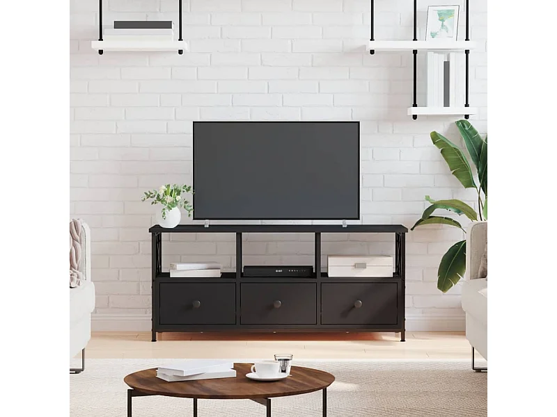 Meuble TV noir 102x33x45 cm bois d'ingénierie et fer WET2119
