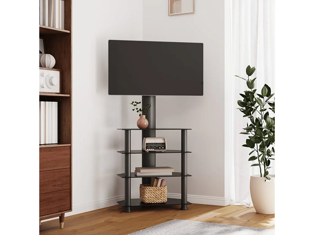 Meuble TV d'angle 4 niveaux pour 32-70 pouces noir WET9335