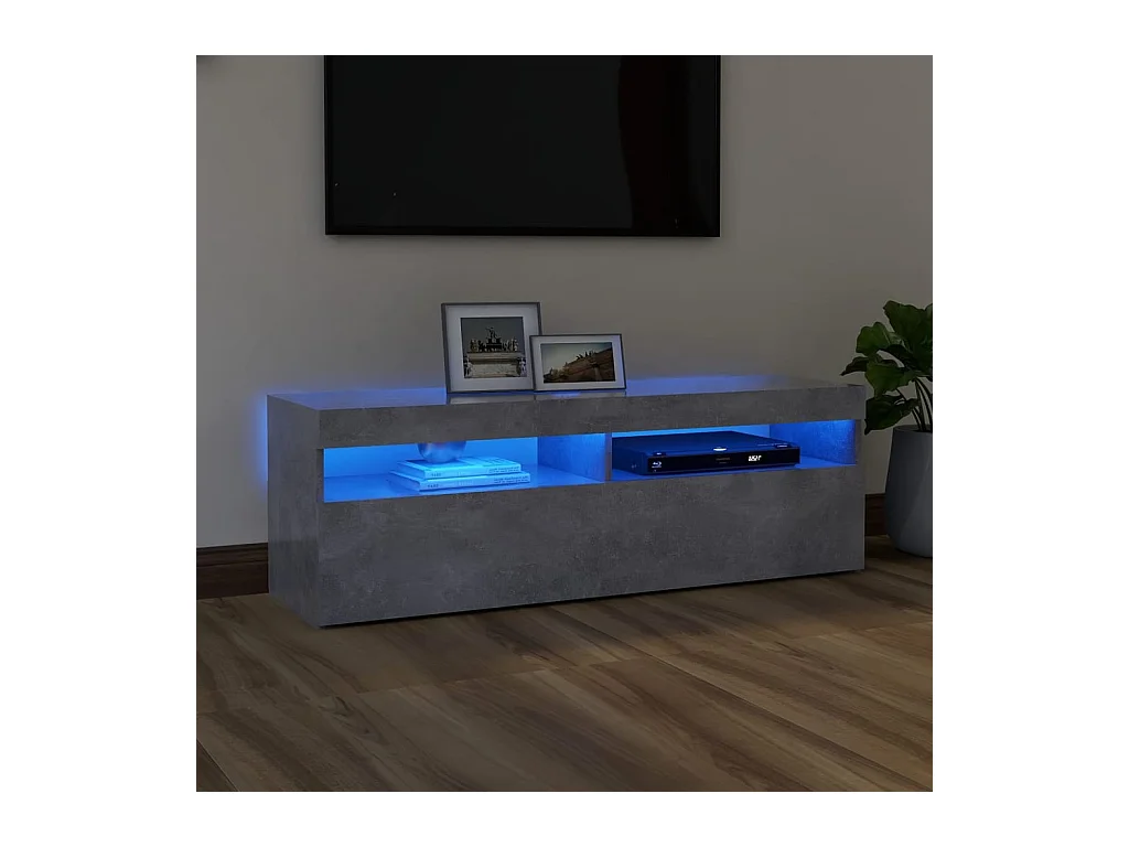 Meuble TV avec lumières LED gris béton 120x35x40 cm WET3962