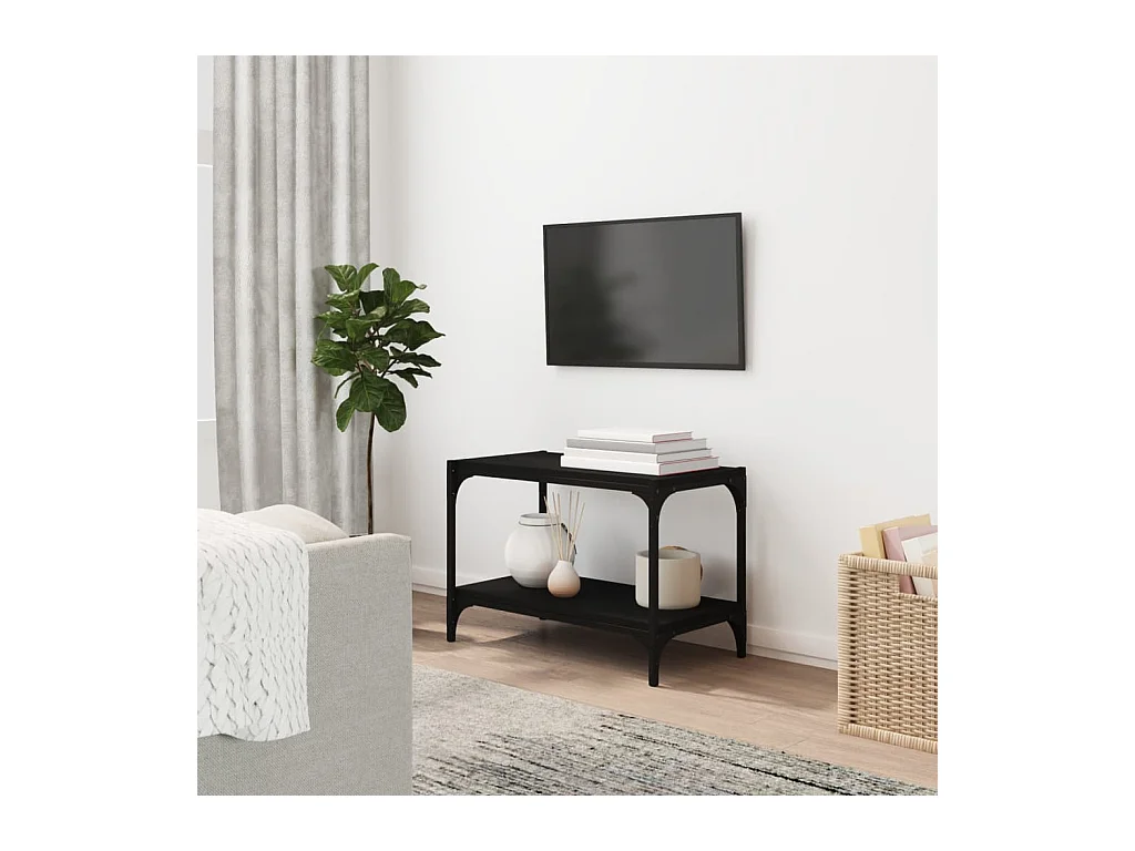 Meuble TV Noir 60x33x41 cm Bois d'ingénierie et acier WET8313