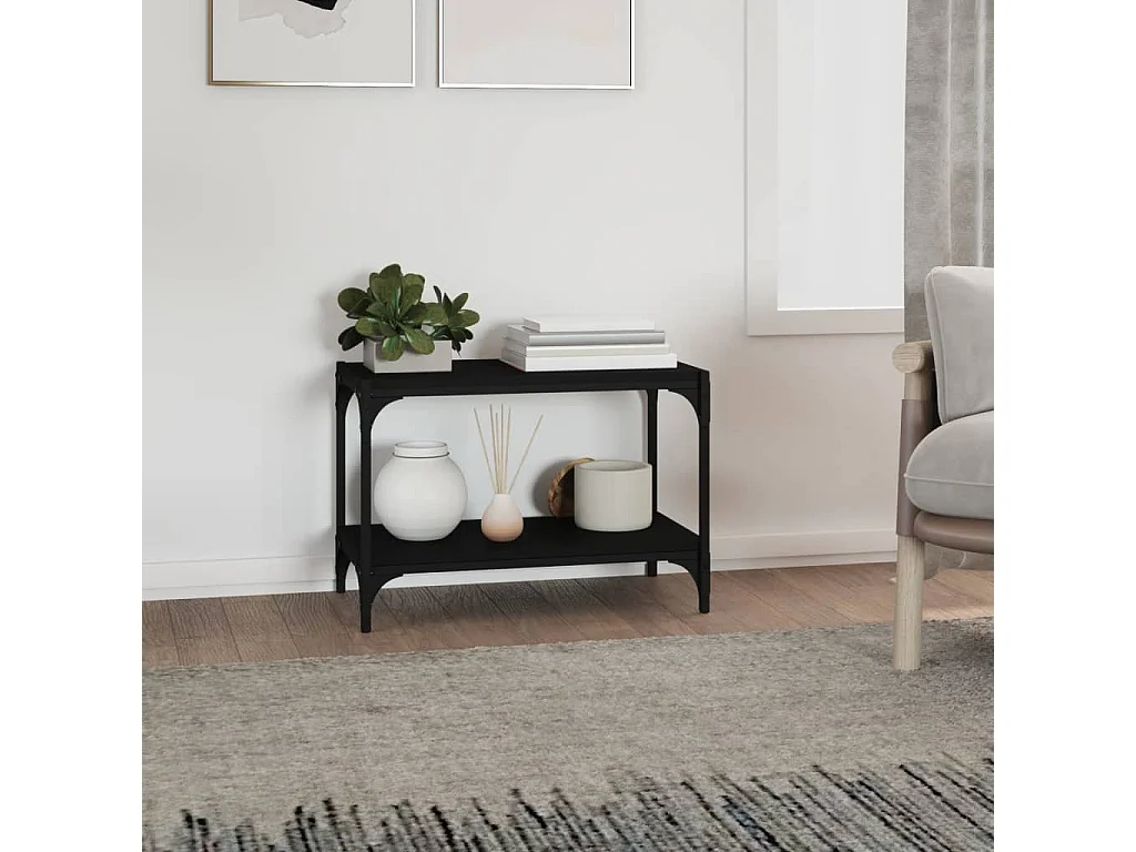 Meuble TV Noir 60x33x41 cm Bois d'ingénierie et acier WET8313