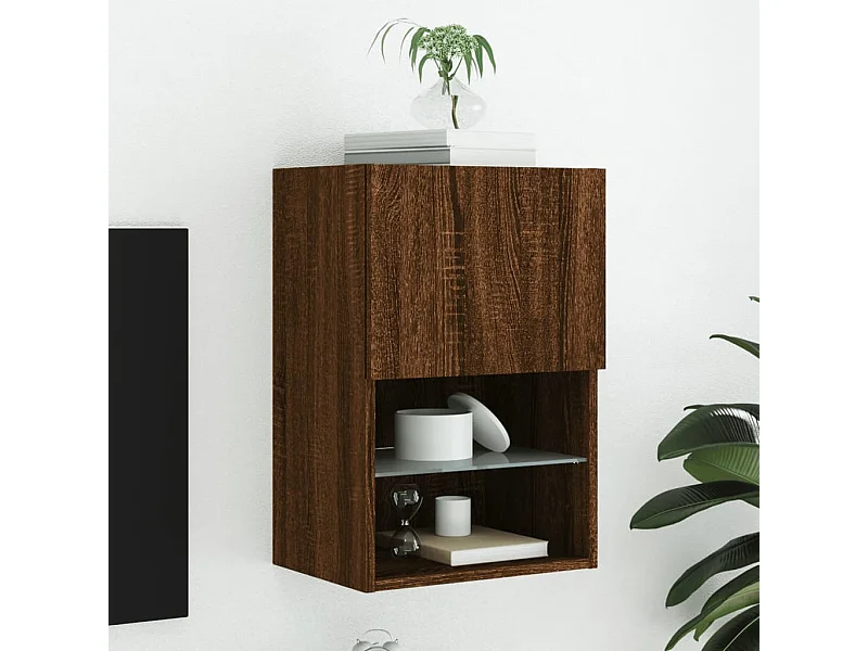 Mueble TV con luces LED roble marrón 40,5x30x60 cm YOE36989