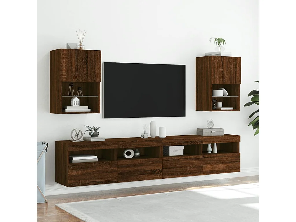 Mueble TV con luces LED roble marrón 40,5x30x60 cm YOE36989