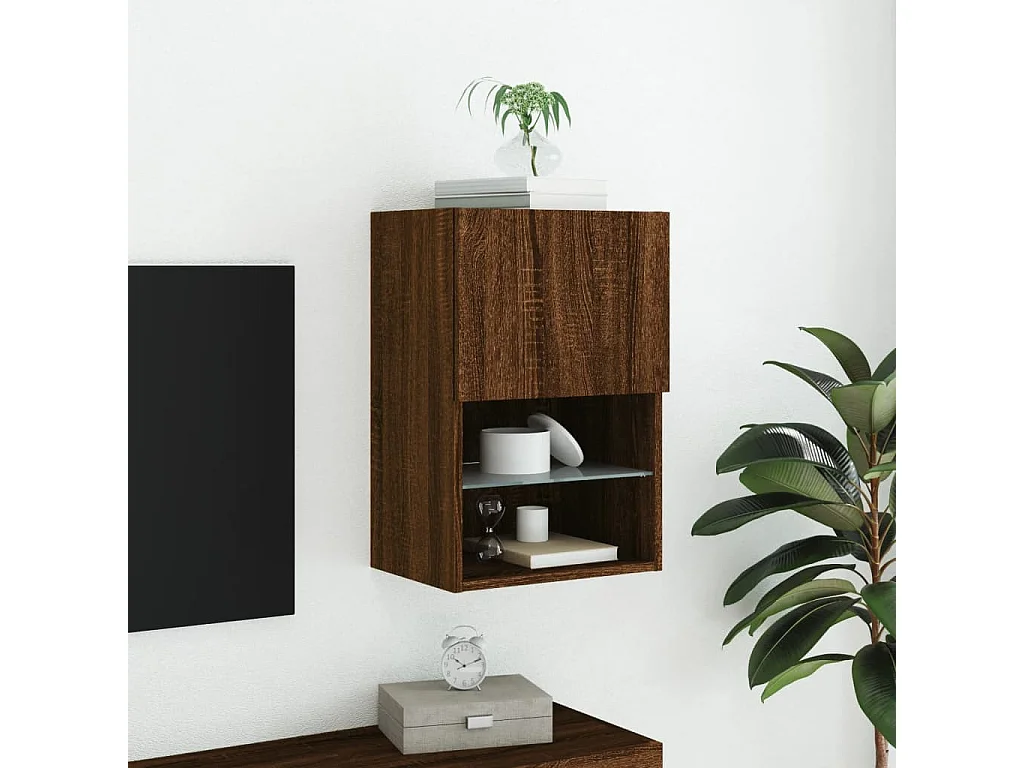 Mueble TV con luces LED roble marrón 40,5x30x60 cm YOE36989