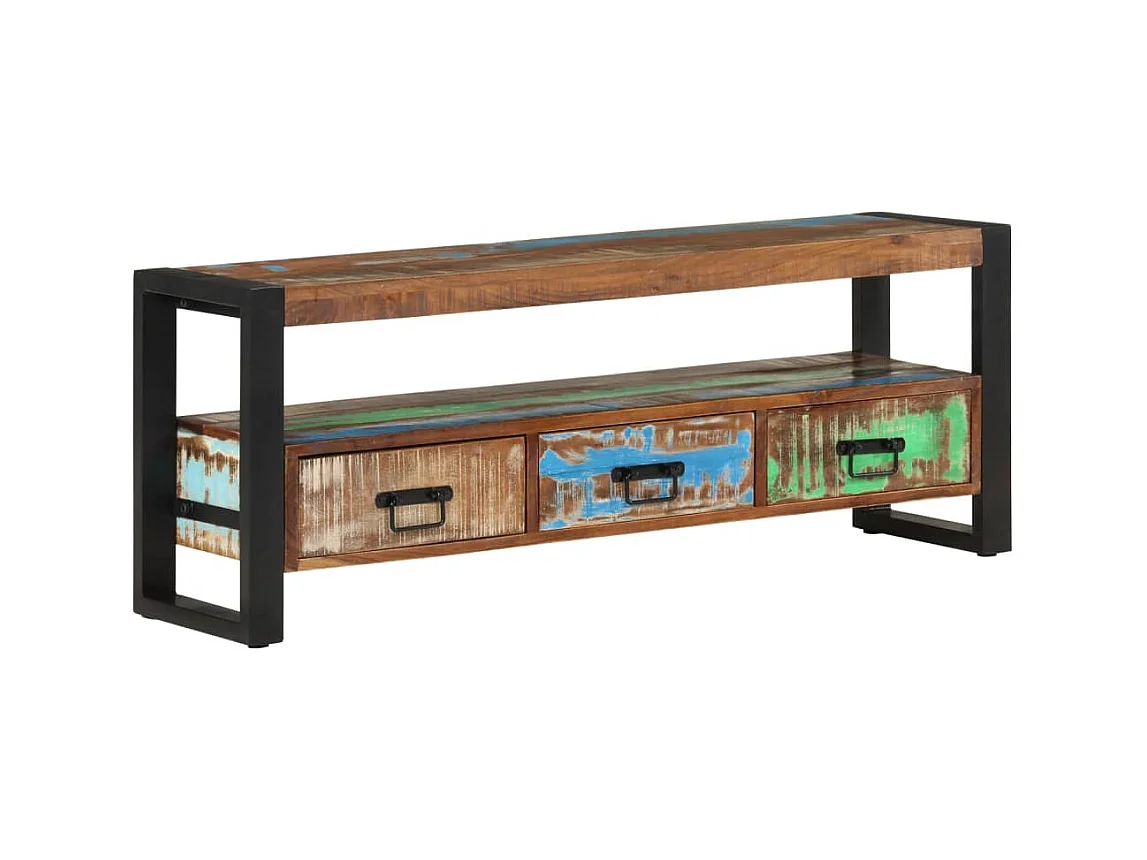 Meuble TV 120x30x45 cm Bois massif de récupération WET3589