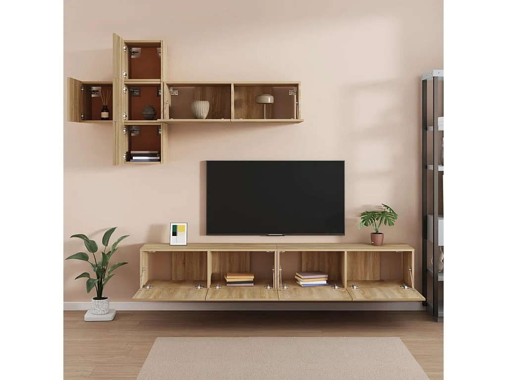 Ensemble de meubles TV 7 pcs Chêne sonoma Bois d'ingénierie WET7878