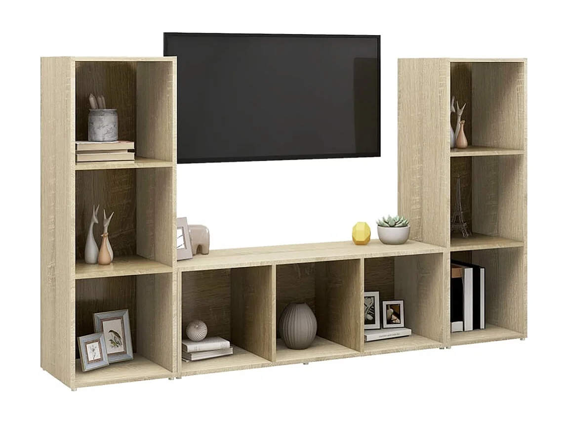 3 Stk.TV-Schränke,TV-Möbel Sonoma-Eiche 107x35x37 cm Holzwerkstoff -gkd500908