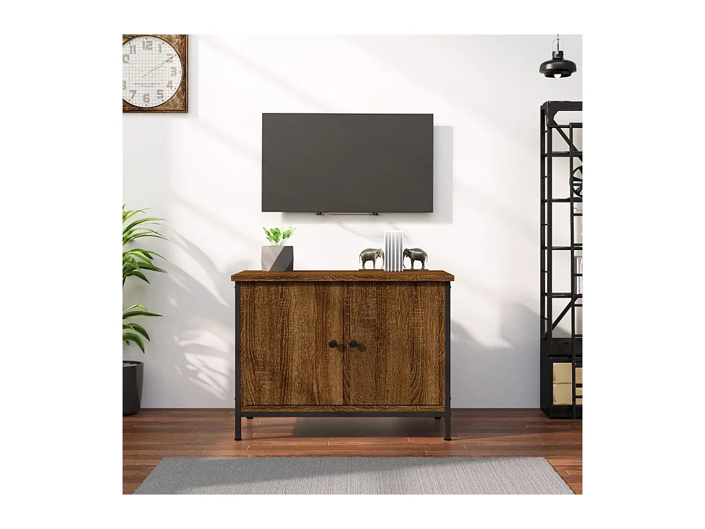 Tv-meubel met deuren 60x35x45 cm bewerkt hout bruin eiken NL74735