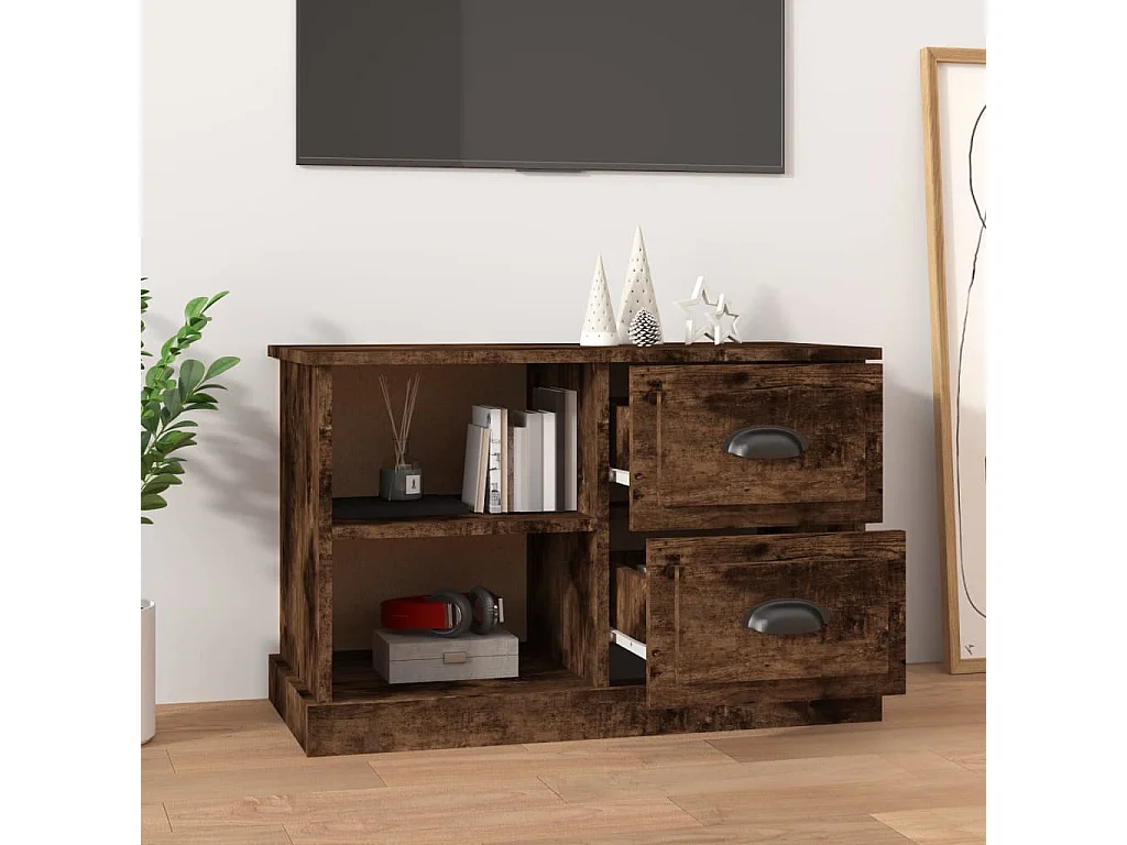 Mueble TV madera contrachapada roble ahumado 73x35,5x47,5 cm YOE14218