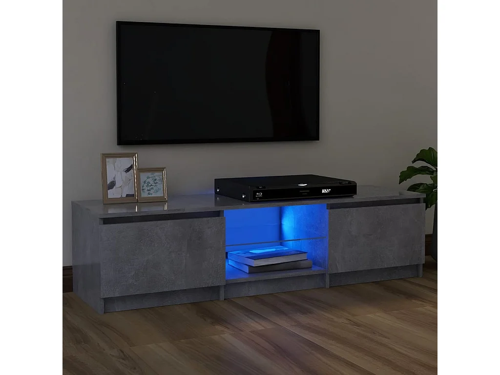 Meuble TV avec lumières LED gris béton 120x30x35,5 cm WET7261