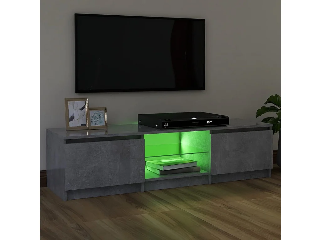 Meuble TV avec lumières LED gris béton 120x30x35,5 cm WET7261