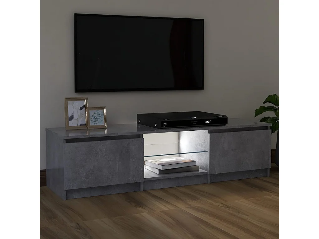 Meuble TV avec lumières LED gris béton 120x30x35,5 cm WET7261