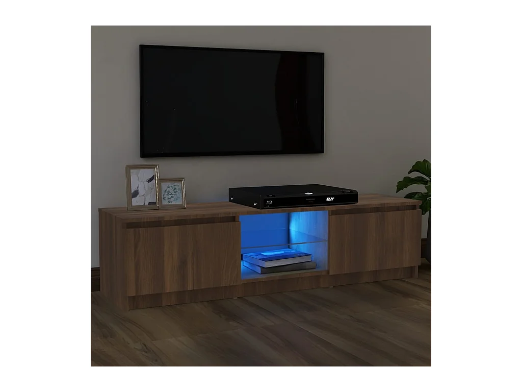 Meuble TV avec lumières LED chêne marron 120x30x35,5 cm WET5404