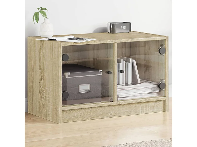 TV-Schrank,TV-Möbel mit Glastüren Sonoma-Eiche 68x37x42 cm -gkd427052