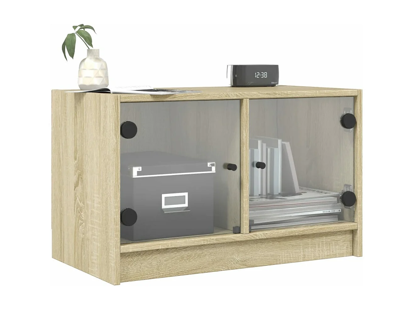 TV-Schrank,TV-Möbel mit Glastüren Sonoma-Eiche 68x37x42 cm -gkd427052